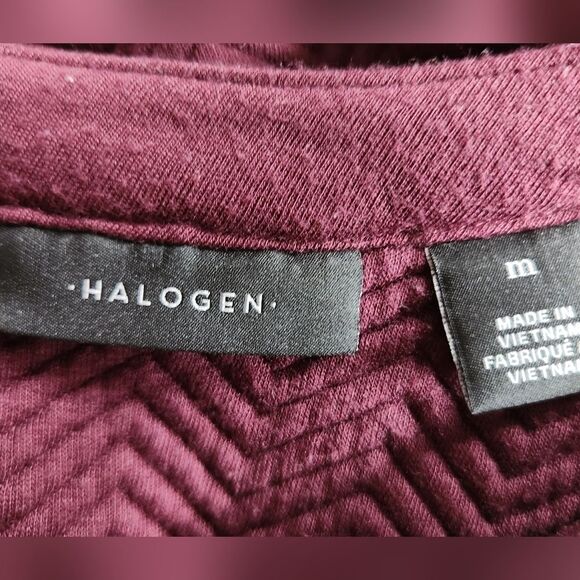Halogen Dress‎ Mod Sweater Sweatshirt Short Chevron Embroidered Quilted Purple M - Picture 10 of 10
